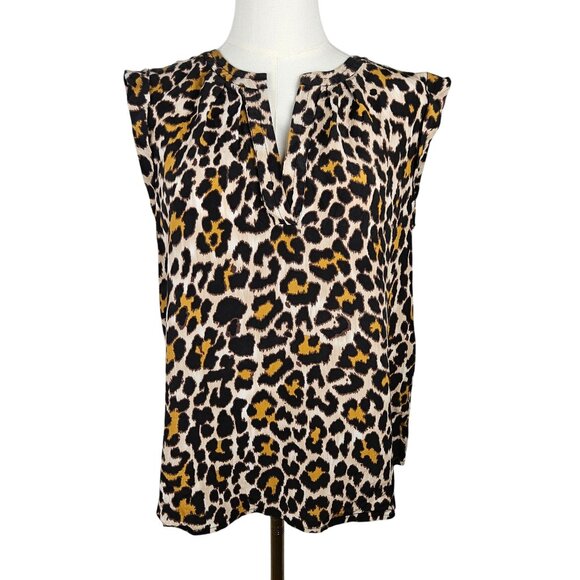 J. Crew Top Size 10 Silk Leopard Print Sleeveless Blouse Retro Y2K Office - Picture 1 of 10